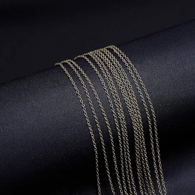 SUNNYCLUE DIY 33 Feet Antique Bronze Curb Cable Chain Link Necklace 1.5x2mm Links with 30 Brass Lobster Claw Clasps and 100 Brass Jump Rings Antique Bronze Jewelry Making Chain for Bracelet Necklace
