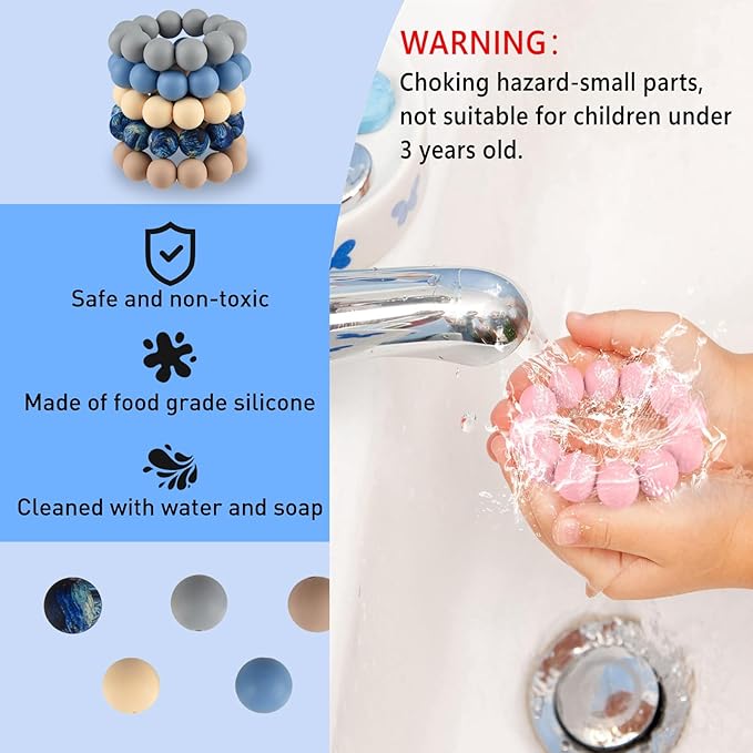 ASTARON 100 Pcs 15mm Silicone Beads for Keychain Making, Blue Grey Beads Bulk Round Beads for Bracelets Crafts Beadable Pens Decorations Jewelry Making Supplies
