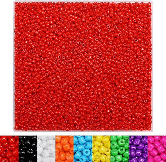 IOOLEEM Red Seed Beads, 4000+pcs 3mm Glass Beads for Jewelry Making, Bracelets