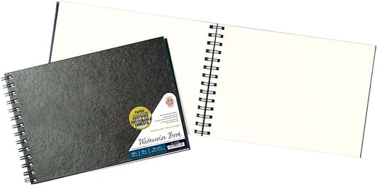 Pentalic 9" x 12" Double Wirebound Watercolor Field Book, 48 Pages, Black