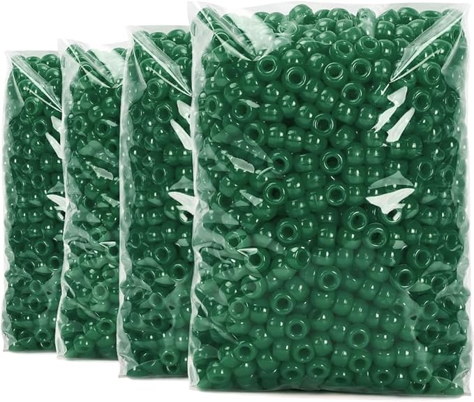 praisebank 4000pcs dark green pony beads for jewelry making, crafts, hair braids
