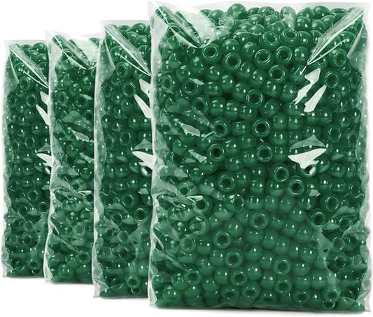 praisebank 4000pcs dark green pony beads for jewelry making, crafts, hair braids