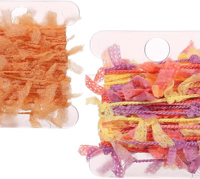 20 Pcs of 2-Yard Original Art Yarns - for DIY Art Yarns for Jewelry Making, Junk Magazines, Knitting, Crafts, Textile Decorative, Tassels, Vintage Yarn Card Making (Orange)