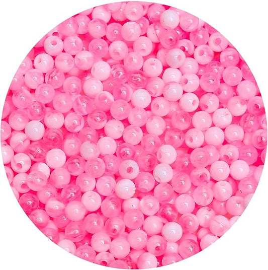 bonny boxx 1000pcs 6mm pink jade round beads, smooth acrylic balls, plastic resin gumball bubblegum chunky beads for necklace & bracelet making, crafting supplies