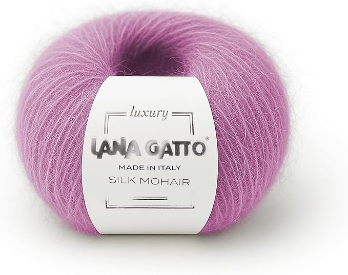 Silk Mohair Luxury Yarns, Premium and Soft Blend for Knitting, Made in Italy(Pink - 30484, 10)