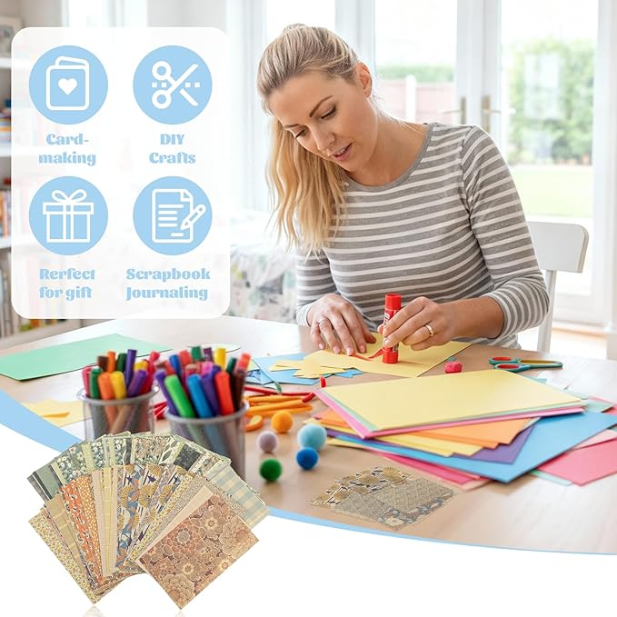 180 Sheets Patterned Paper, Scrapbook Paper for Decoration, Scrapbook Supplies Kit for Writing Planner, Drawing Travel Journal Art Craft Diary Embellishment (Blue, Green, Yellow)