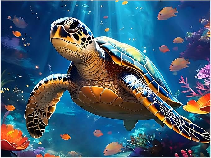 Reivworl Sea Turtles Diamond Art Kits for Adults, Turtles Diamond Painting Kits, Gem Art Kit for Gifts and Home Interior Decor 12x16 Inch