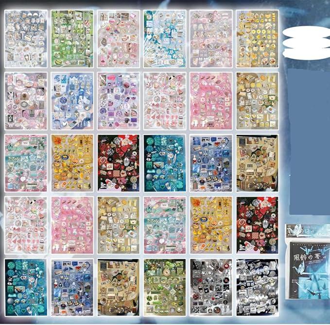 Alideco 30pcs Scrapbook Stickers Vintage Cakes Cuisine Desserts Sticker Book for Adults Sticker journaling Stickers for Scrapbooking (fenglingmengjing)