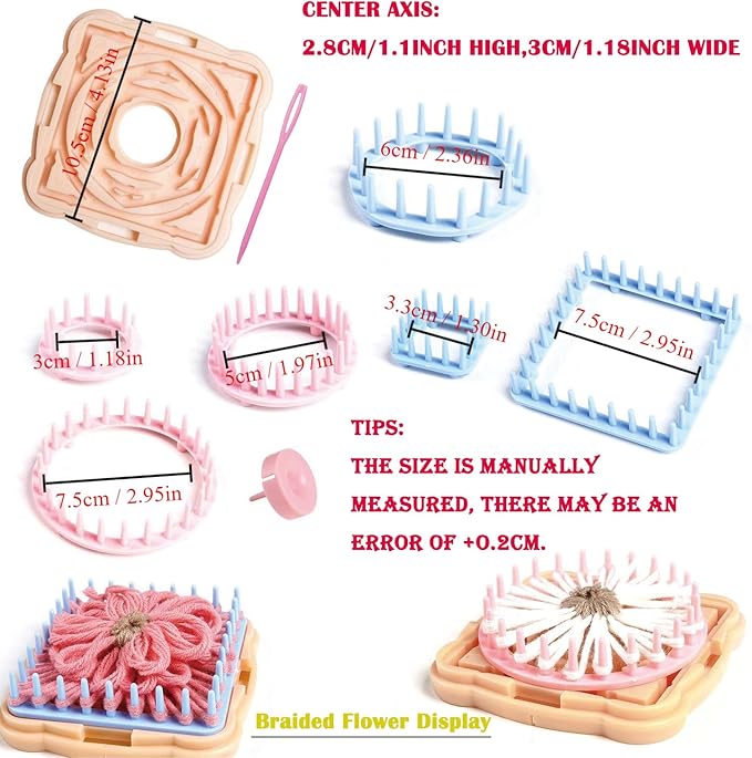 Knewmart Weaving Loom Kit, 8pcs Flower Maker Wool Knitting Ball Maker Weaving Tools Knitting Craft Weaver Loom - with Needle (Flower Maker)