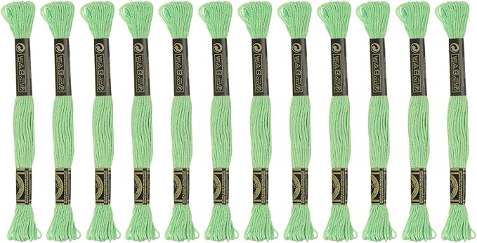 HARFINGTON 12 Skeins Embroidery Floss 8.75yds(8m) Egyptian Long-Staple Cotton Cross Stitch Thread for Sewing DIY Bracelet Yarn String and Crafts, Pastel Green(6013)