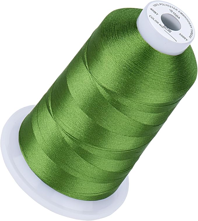 Simthread 5500Yds Embroidery Thread, 5000M High-Yardage 40WT 100% Polyester Thread – 170+ Vivid Colors, High-Speed Rated – Compatible with Brother, Singer, Janome & More - Ivy Green S03