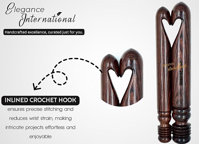 Wooden Crochet Hooks Set of 15-3.5mm to 25mm - Rosewood Crochet Hooks for Arthritic Hands- Crochet Hooks Ergonomic Soft Grip Handle - for Crocheting & Knitting - Christmas Gifts for Her(Set of 15)