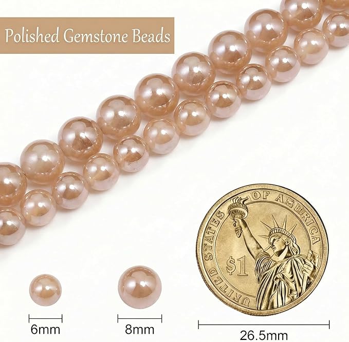 Stone Beads, 45pcs Brown Agate, 8mm Round Loose Beads for Jewelry Making, Bracelets, with Bag, String & Card