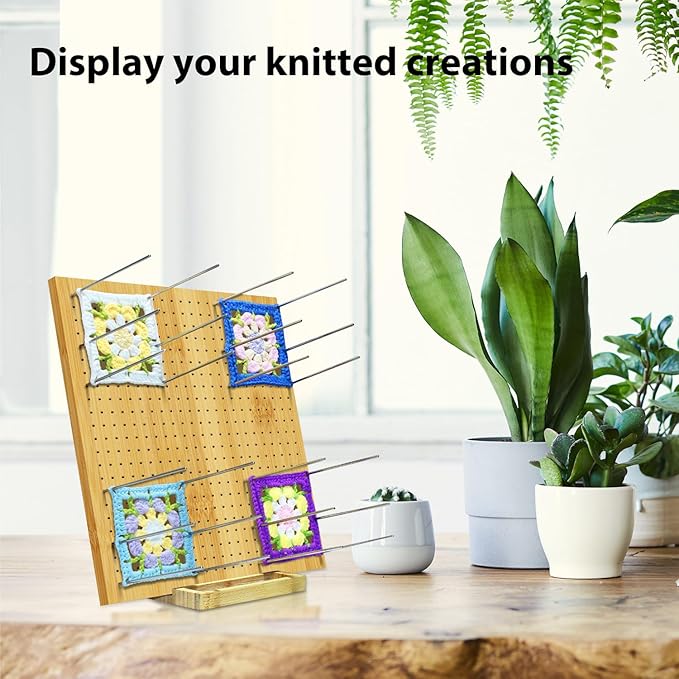 LIVSMON 13 Inch Crochet Blocking Board, Handcrafted Knitting Blocking Mat for Perfect Knitting and Granny Squares, Full Kit with 30 Stainless Steel Rod Pins, Gifts for Grandmothers, Mothers