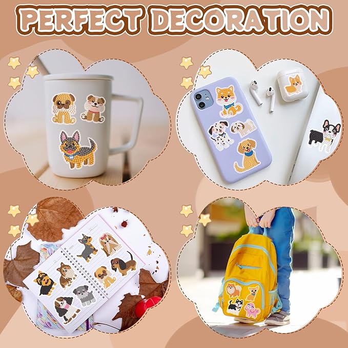 Labeol Diamond Art Kits for Kids Boys and Girls Ages 6-8-10-12 Easy to DIY Creative Diamond Art Sticker Craft by Numbers Kits for Kids and Adult Beginners (Puppy)