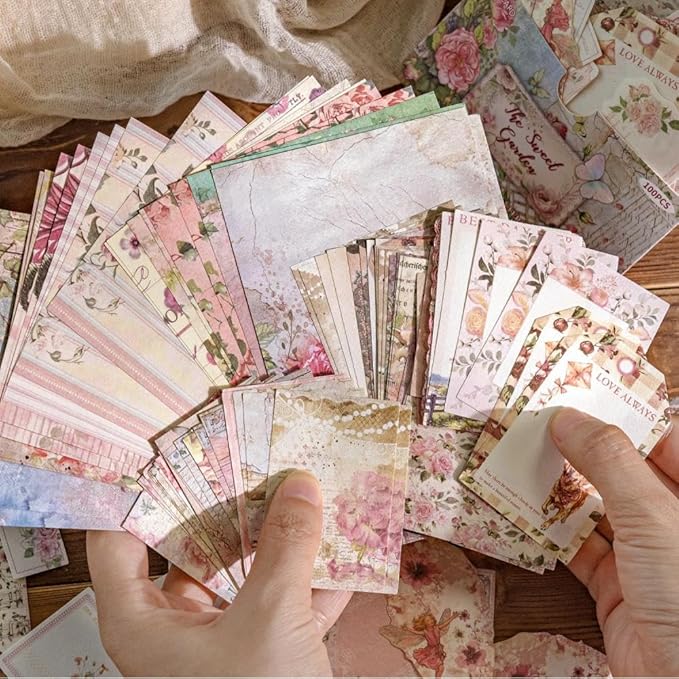 Diuhofart 400Pcs Vintage Scrapbook Supplies Kit for Adults, Scrapbook Paper and Journaling Stickers Scrap Booking Kit for Junk Journal Supplies, Collage, Card Making, DIY Crafts Arts