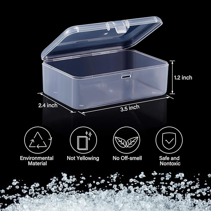 SATINIOR 12 Pack Clear Plastic Beads Storage Containers Box with Hinged Lid for Beads and More (3.54 x 2.36 x 1.26 Inch)