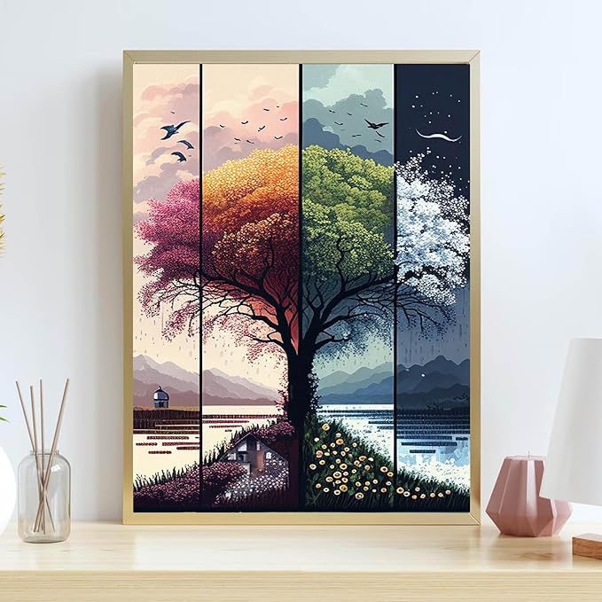 Tree Stamped Cross Stitch Kits for Beginners Adults,Landscape Dimensions Needlepoint Art Crafts,Counted Cross Stitch Kits Embroidery Kits for Beginners Adults for Home Decor 11.8x15.7inch