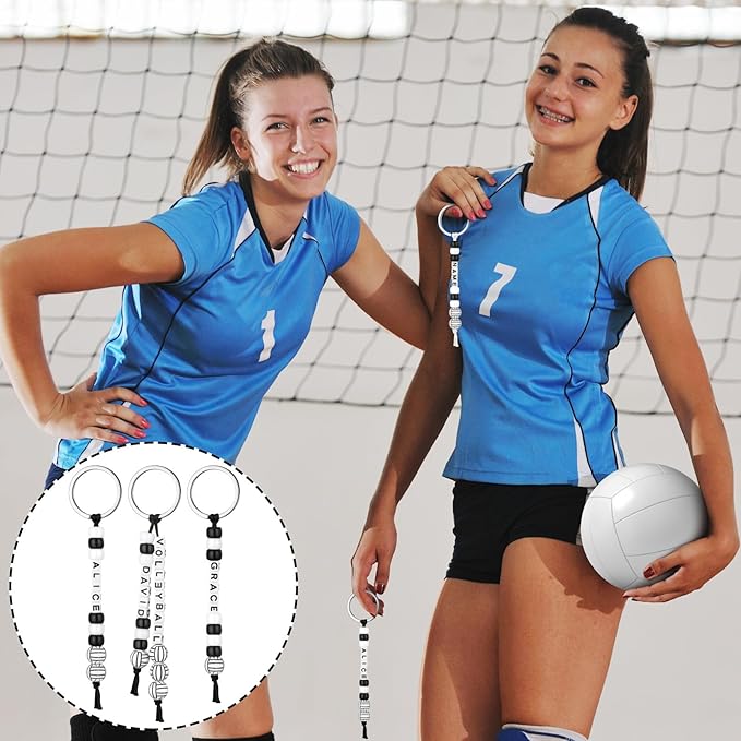 Landical 564 Pcs Volleyball Keychain Making Kit DIY Volleyball Bead Key Chain Craft Adjustable Sport Letter Bead Charm Sport Theme Party Favor Gift Backpack Accessories Holiday Decoration(Cute Color)