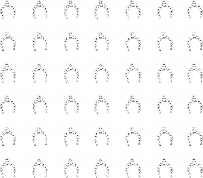 50 Pcs Horseshoe charms Metal Vintage Pendants for Jewelry Making Finding Kits Necklace Bracelet Crafting Keychain Key Rings DIY Gift Idea Accessories Supplies