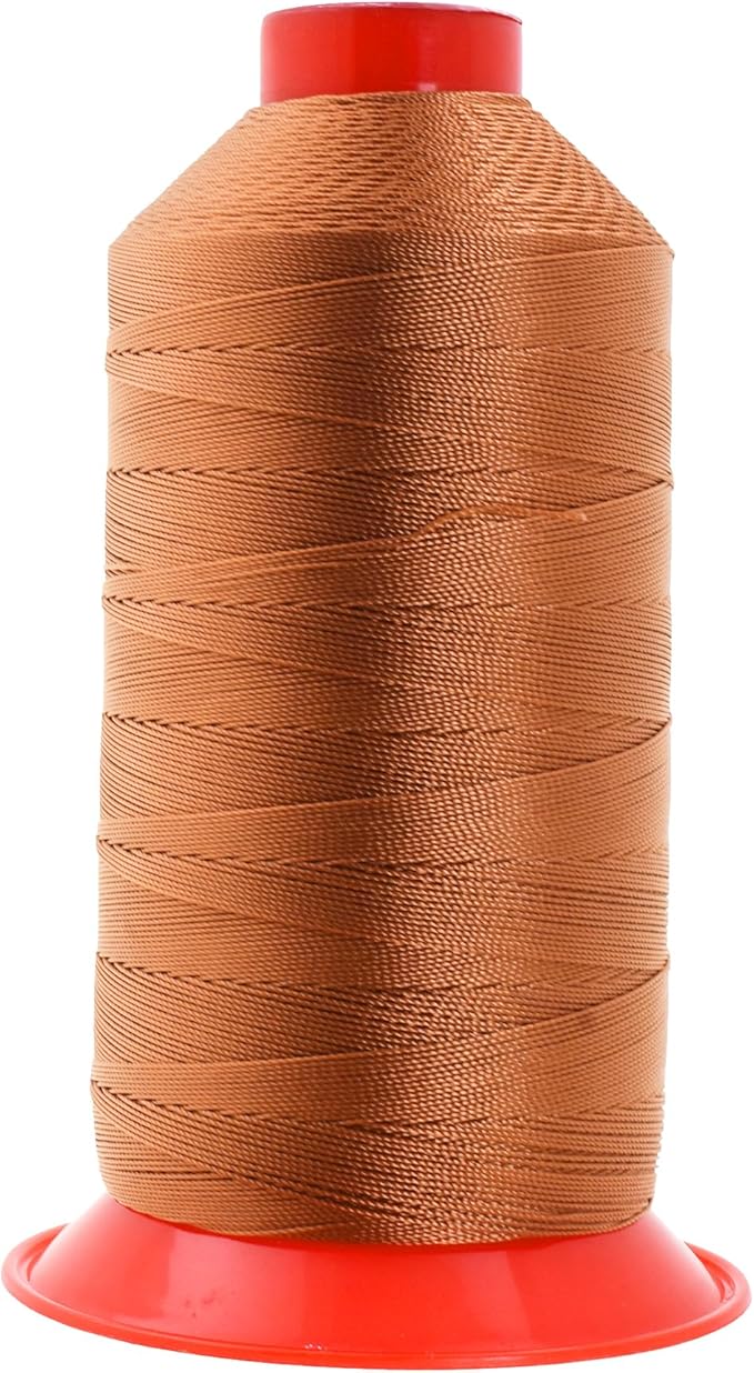 Mandala Crafts Size 138 420D T135 Bonded Nylon Thread - Bourbon Brown 1250 YDs Tex 135 Heavy Duty Sewing Threads for Leather, Jeans, Weaving, Outdoor Marine Upholstery