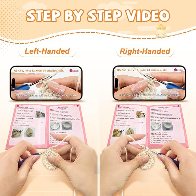 SGIBYN Crochet Kit for Beginners with Step-by-Step Video Tutorials, Starter Crochet Chicken Animals Kit for Women Teens, Handcraft Amigurumi Knitting Kits(Chicken Family)