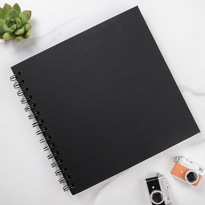 Scrapbook 10 x 10 Inch DIY Photo Album, Memory Book for Couples/Wedding/Newborn Baby, Hardcover Kraft Paper Black 40 Sheets/ 80 Pages