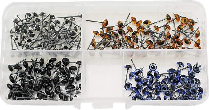 200pcs Mini Glass Black/Blue/Amber/Clear Eyes Kits for Teddy Puppets Dolls Wool Felting Crafts