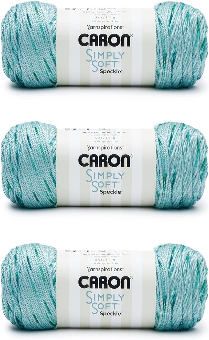 Caron Simply Soft Abyss Speckle Yarn - 3 Pack of 141g/5oz - Acrylic - 4 Medium (Worsted) - 235 Yards - Knitting/Crochet