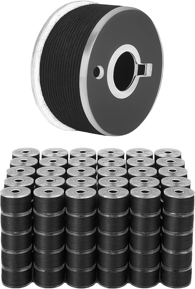Mandala Crafts 144 Charcoal SA156 Prewound Bobbins for Singer Sewing Machine -15J SA156 Prefilled Bobbin Thread for Brother Sewing Machine and Embroidery
