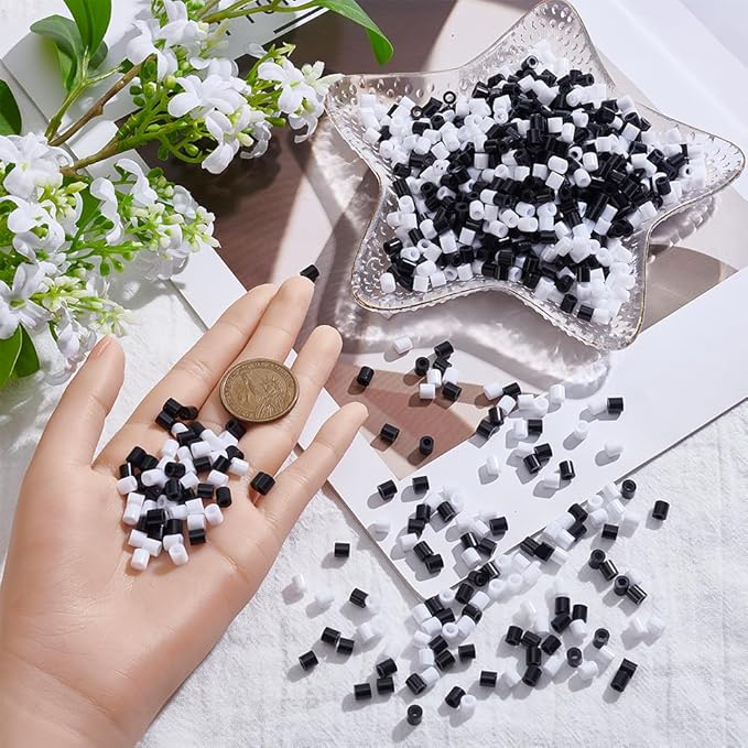 sofpalte 1000pcs black and white iron beads 5mm fuse beads bulk with 3mm hole plastic inventory refill pack melting crafts for diy crafts handmade decoration birthday gifts compatible hama adults