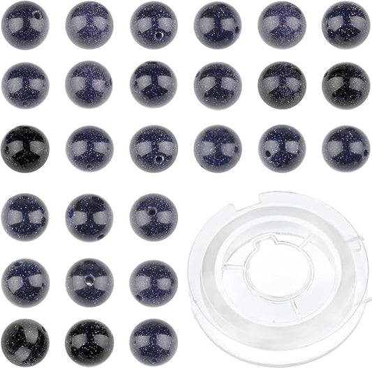 bymitel 4mm natural blue sand stone round beads gemstones genuine with 210pcs diy jewelry making unisex (4mm 210pcs, blue sand stone)