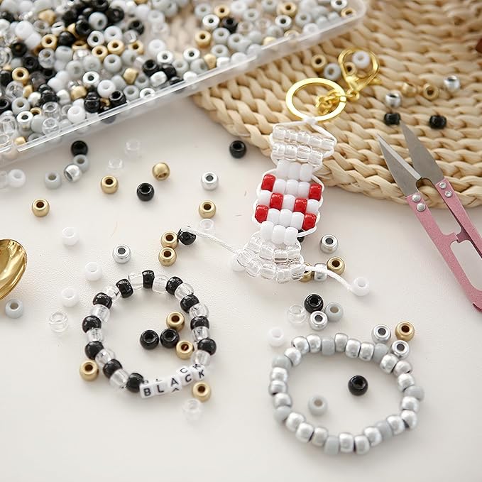 megoogo 1000pcs black and white pony beads bulk for bracelets making neutral bracelet beads for crafts hair beads for braids diy crafts home party decorations