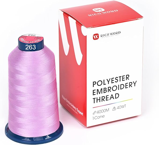 Poolin Embroidery Machine Thread Richword Selected Purple 4000M 40WT Polyester Embroidery Thread – Smooth, Strong Single Spool for Home & Commercial Machines 0263