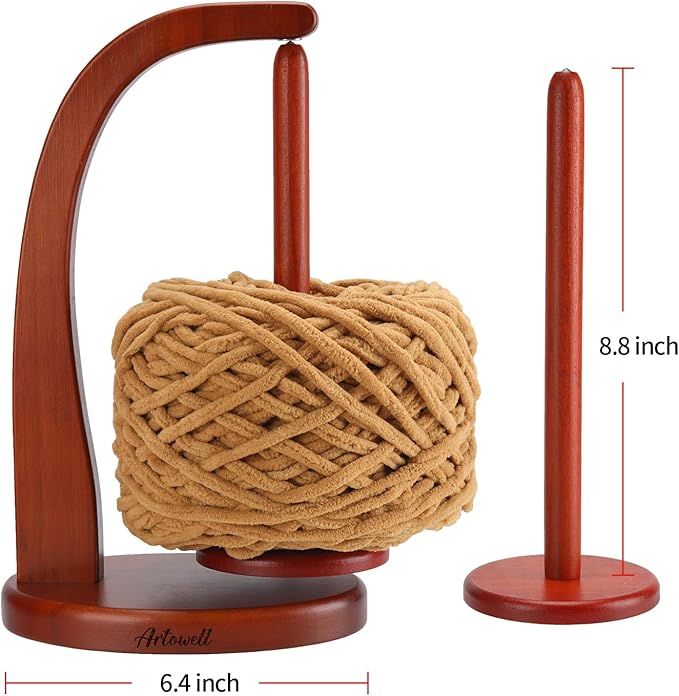 Model Magnetic Pendulum Wooden Yarn Holder for Crocheting, Yarn Storage Organizer, Delightful Surprise Gift for Knitting Lovers by ARTOWELL (Mahogany-Colored, Enlarged Size)