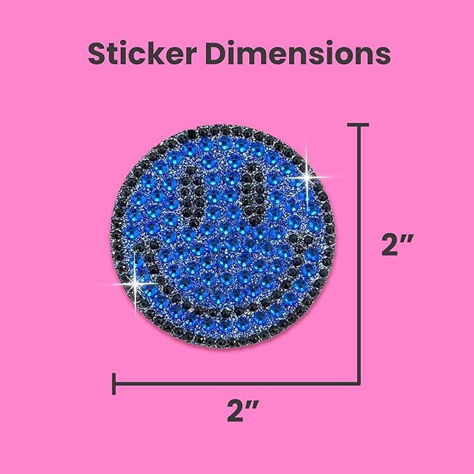 stickerbeans® rhinestone stickers - blue spirit 4-pack, 2” x 2” each, unique sparkly cut-to-shape for collecting, trading, decorating laptops, phone cases, scrapbooks, for kids, teens, & adults