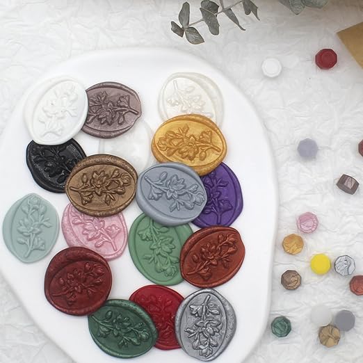 250pcs Wax Seal Beads Pine Green, Andotopee Premium Sealing Wax Beads for Stamp Seals, Octagon Metallic Seal Stamp Pellets Refill Pack for Wedding Invitation, Letter Envelope, Scrapbook DIY Crafts