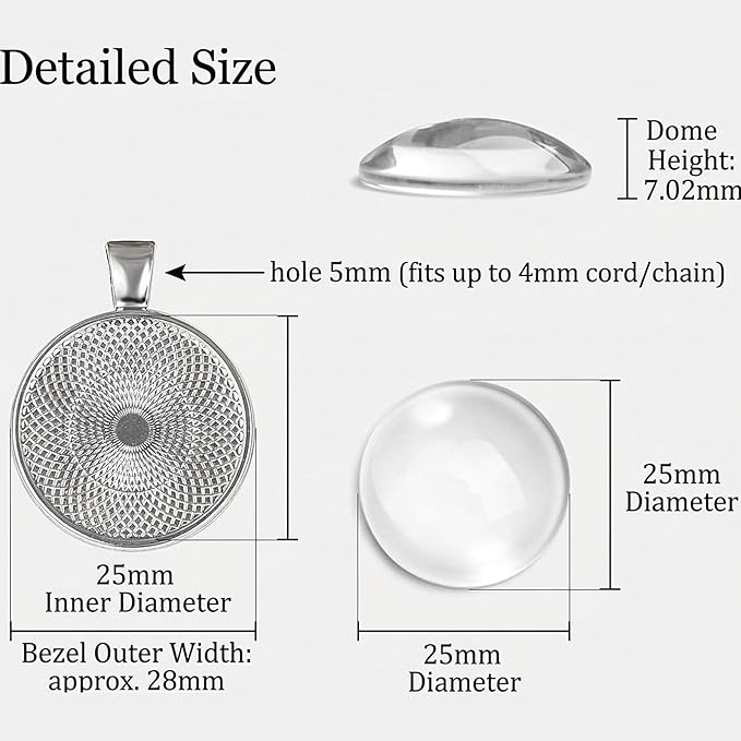 OBSEDE 80 Pcs 25 mm Stainless Steel Round Blank Bezel Set, Including 40 Pendant Trays 40 Glass Cabochon Trays Pendant Blanks for Jewelry Making DIY Findings