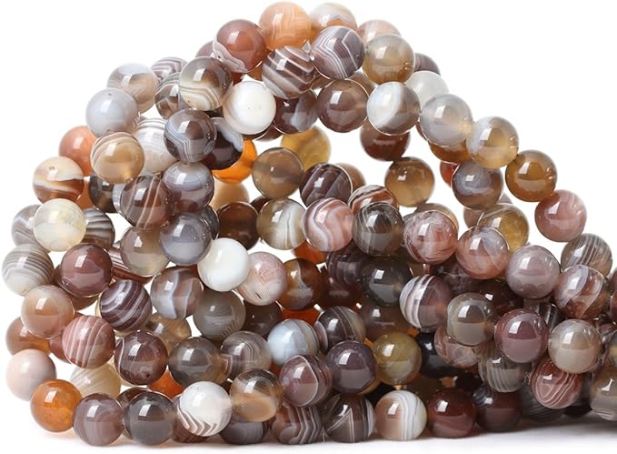45PCS 8mm Natural Botswana Sardonyx Agate Gemstone Round Loose Beads for DIY Jewelry Making 1 Strand 15"