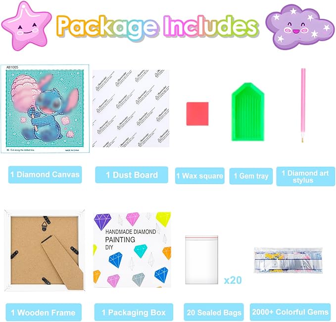Diamond Art Kits for Kids - Arts and Crafts for Kids Ages 8-12 - Diamond Art Painting with Wooden Frame - Crafts for Kids Ages 4-8 - GEM Art for Girls Boys Adults Beginners Home Wall Decor Gifts