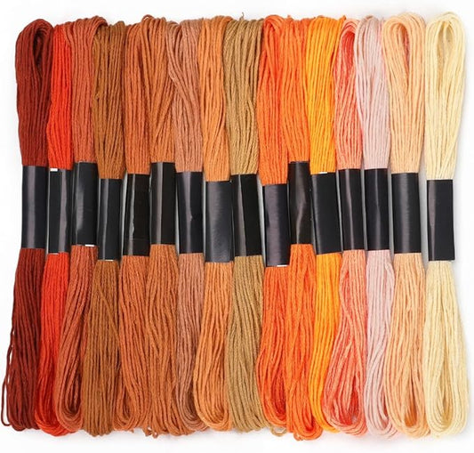 Embroidery Floss 16 Skeins 8.7 Yard Orange Friendship Bracelet String Cross Stitch Threads for Jewelry Making Bracelet Stitching Thread Floss Bracelets Making Yarn