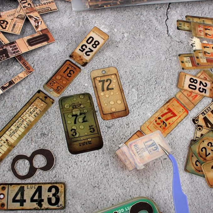 Vintage Scrapbook Kit, 90 Sheets Retro Tag Labels Collection, Scrapbooking Stickers and Decorative Papers Collage Materials, Ephemera for Junk Journal Supplies, Journaling, Crafts Arts, Scrap Booking
