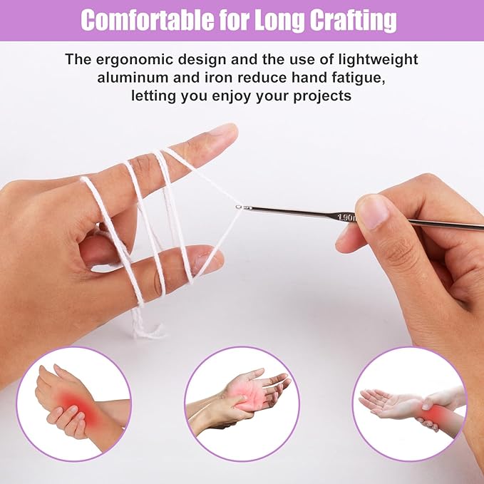 MECHEER Crochet Kits 54 Pack, Crochet Hook Set Knitting Kit for Beginners, Ergonomic Crochet Hooks Kit with Storage Case, Knitting Needles, Hand Craft Crocheting Supplies for Crocheters