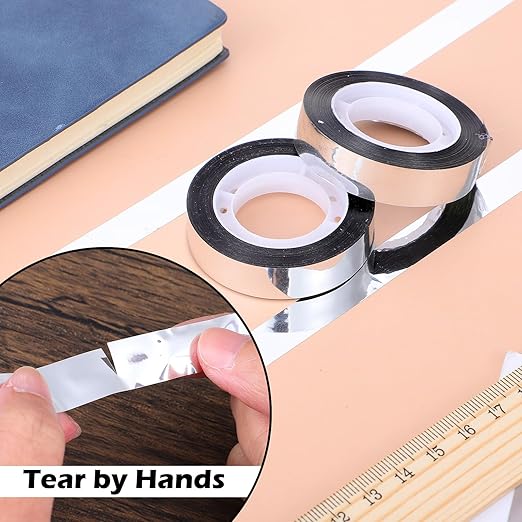 cobee 6 Rolls Mirror Tape, Silver 1.2 Cm Wide Decorative Tapes Self Adhesive, 25 M Washi Tape DIY Graphic Art Tapes for Tv Frame Wall Decor Crafts and Gift Box Wrapping
