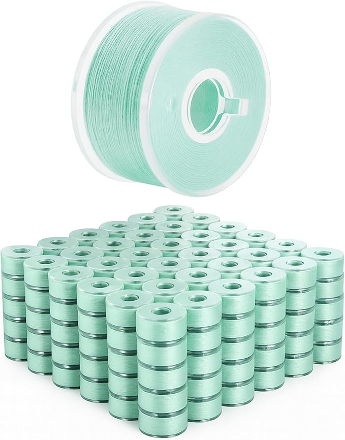 Mandala Crafts 144 Aqua SA156 Prewound Bobbins for Singer Sewing Machine -15J SA156 Prefilled Bobbin Thread for Brother Sewing Machine and Embroidery