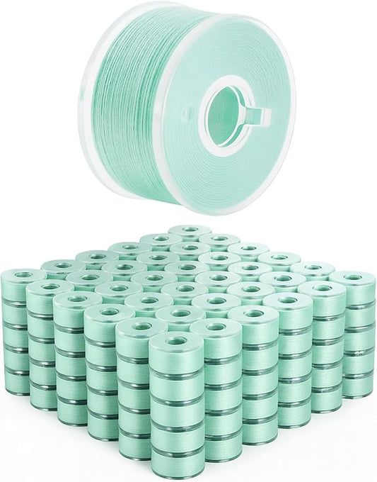 Mandala Crafts 144 Aqua SA156 Prewound Bobbins for Singer Sewing Machine -15J SA156 Prefilled Bobbin Thread for Brother Sewing Machine and Embroidery