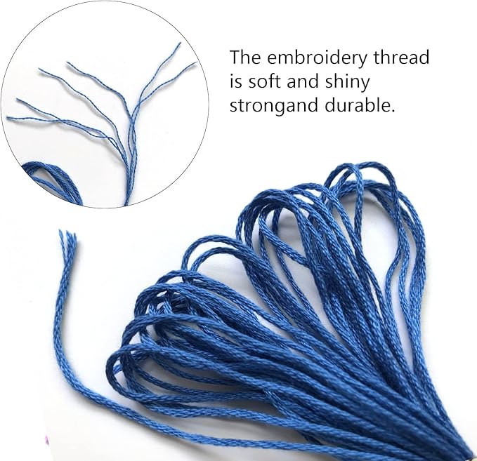 30 Skeins Embroidery Threads Embroidery Floss for Friendship Bracelet String Cross Stitch DIY String Art (Blue)