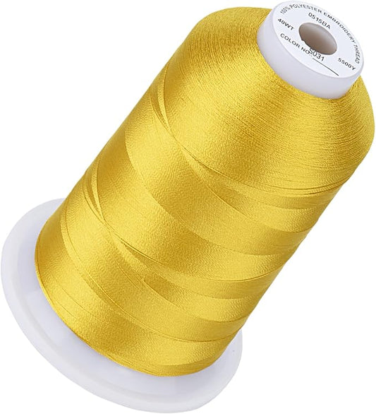 Simthread 5500Yds Embroidery Thread, 5000M High-Yardage 40WT 100% Polyester Thread – 170+ Vivid Colors, High-Speed Rated – Compatible with Brother, Singer, Janome & More - Pea Soup S031