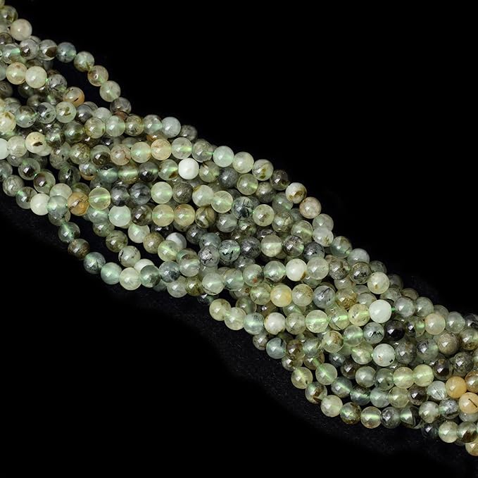 cheavian 60pcs 6mm natural prehnite gemstone smooth surface round loose beads for jewelry making 1 string 15 inches