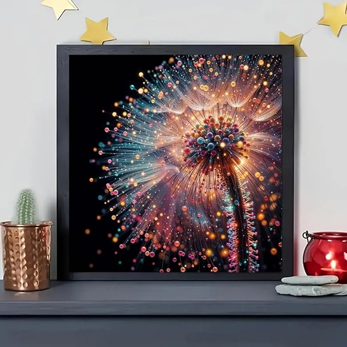 SHICERNHJ 5D Diamond Art Kits for Adults,Dandelion Full Drill Diamond Dots for Adults Beginner DIY Round Paint with Diamond Painting Kits Gem Art for Crafts Kits Adult Home Decor 14 X 14 Inch